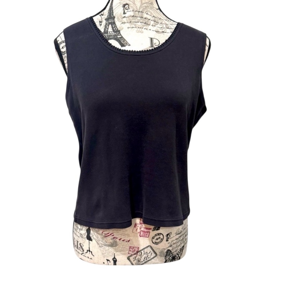 Christopher & Banks Black Sleeveless waist Legnth Tank Top size Medium